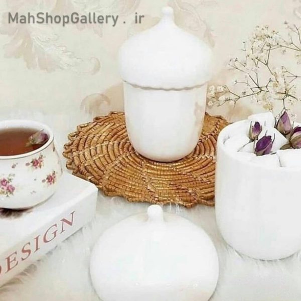 قندان بلوط سرامیکی رنگ سفید