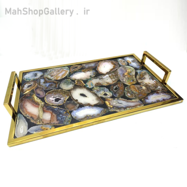سینی با سنگ ژئود عقیق طبیعی
